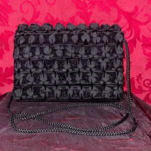 Vintage La Regale‎ Velvet Ruffled Clutch/Shoulder Bag